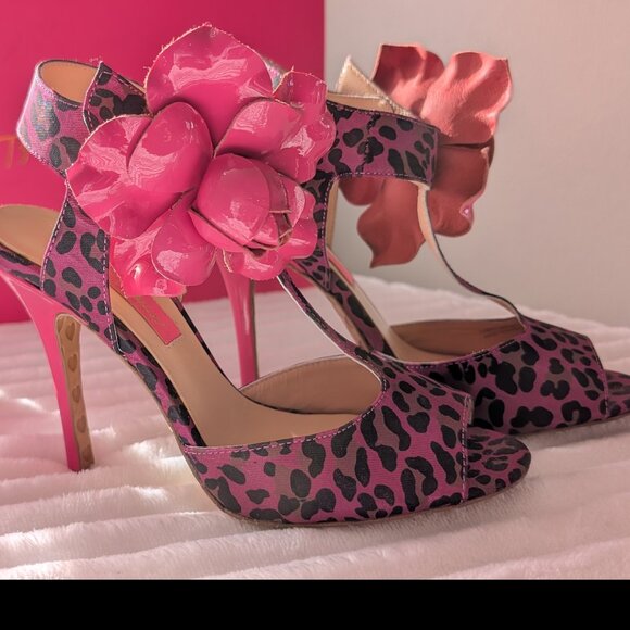 Betsey Johnsons Hot Pink Leopard Heels 7 - Picture 6 of 6